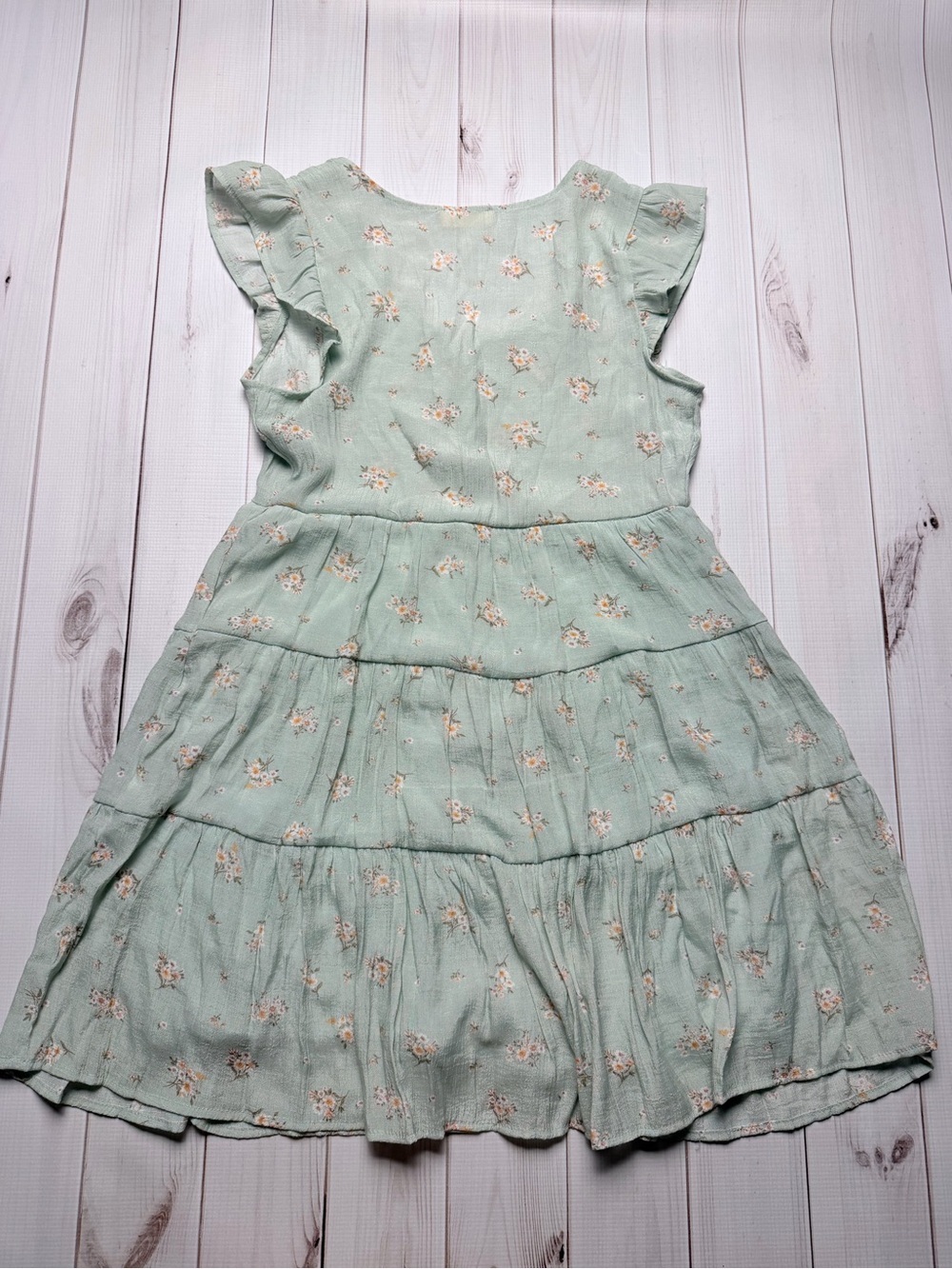 Altar'd State Sage Green Floral Button-Front Tiered Mini Dress - Picture 5 of 5